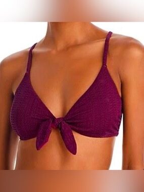 Lemlem Sara Tie Front Bikini Top in jordanos burgundy, Size Medium, MSRP $135